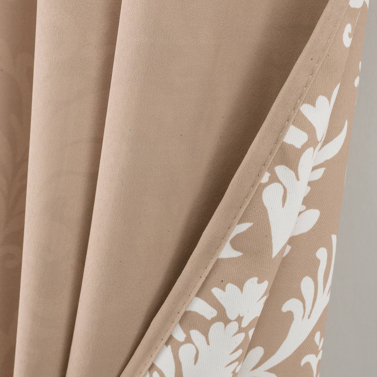 Alt View 2. Olivia Gray - Olivia Gray 100% Polyester 190 GSM Cressida Reversible Blackout Grommet Curtain Panel 54" x 90" Taupe - Taupe.
