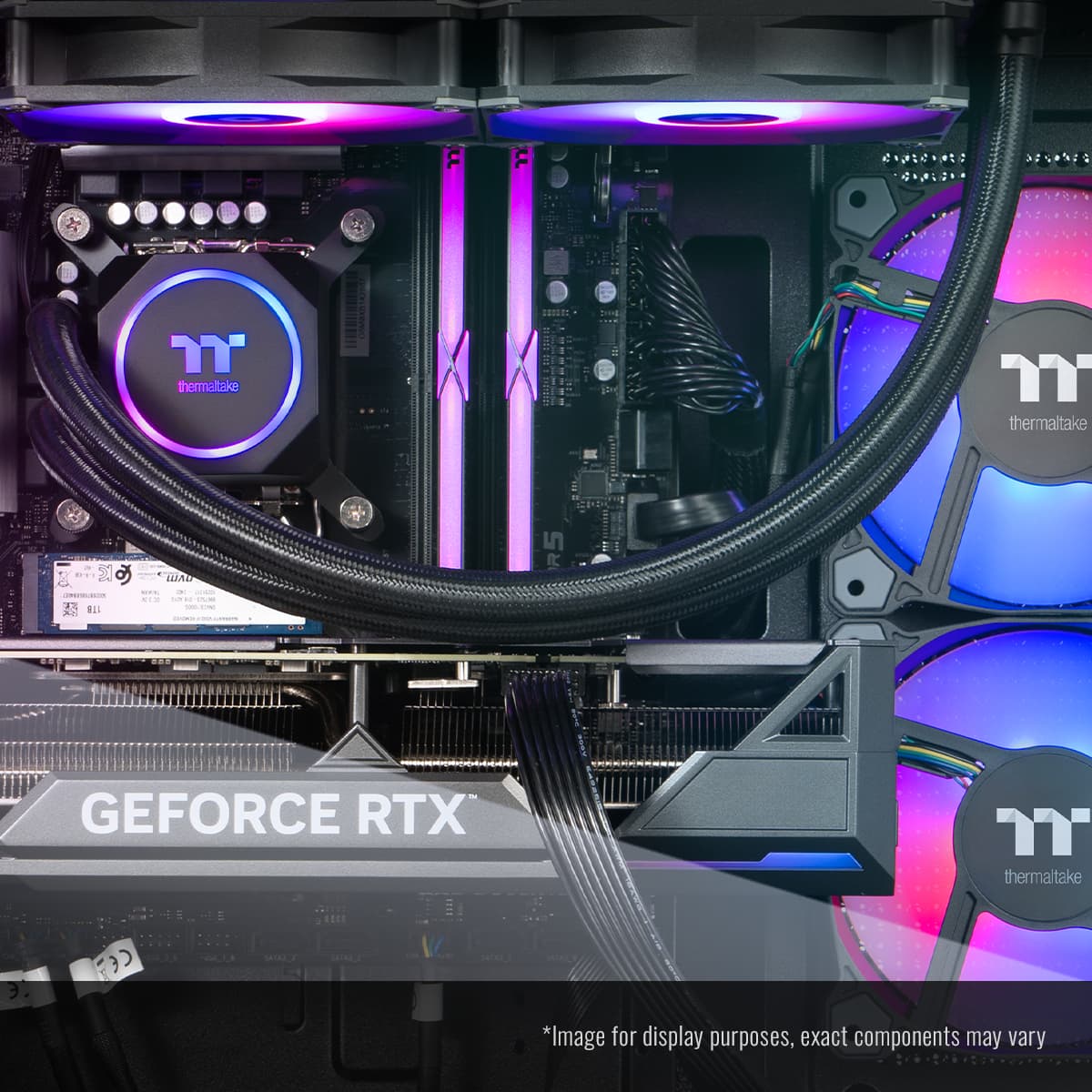 thermaltake m thermaltake 2 LIAD R5 AE R2 L | . - - - - - -- - - | GEFORCE RTX T thermaltake . 3 *Image for display purposes, exact components may vary