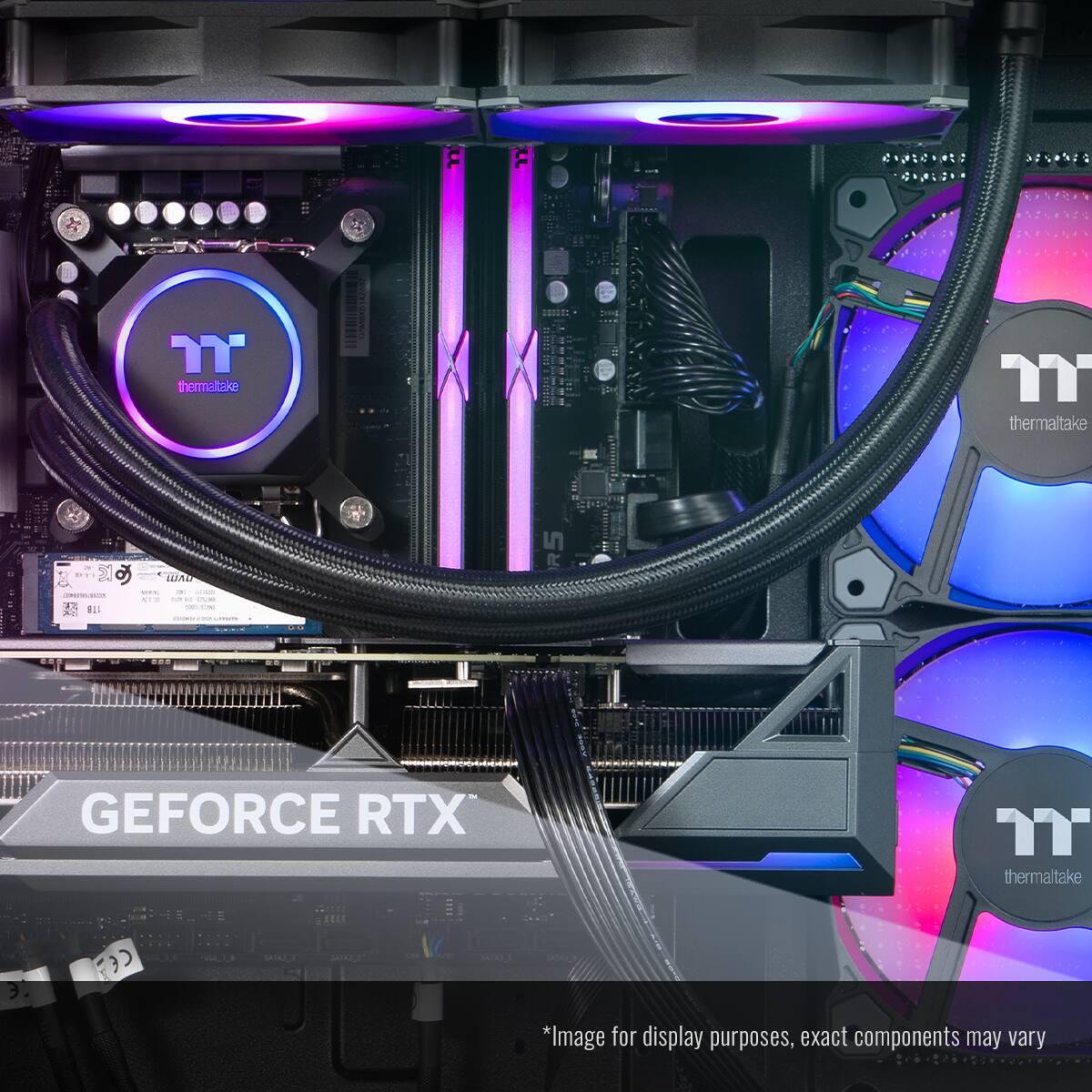 thermaltake m thermaltake 2 LIAD R5 AE R2 L | . - - - - - -- - - | GEFORCE RTX T thermaltake . 3 *Image for display purposes, exact components may vary