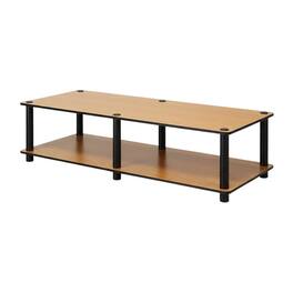 FurniFact - Light Cherry and Black TV Stand with Composite Wood and PVC Tubes - Brown