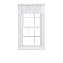 Ellis Curtain - Ellis Stacey 1.5" Rod Pocket High Quality Fabric Solid Color Window Ruffled Filler Valance 54"x13" - White
