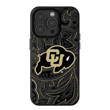 Front. Keyscaper - Colorado Buffaloes Paisley iPhone Magnetic Bump Case - 13 - Black.