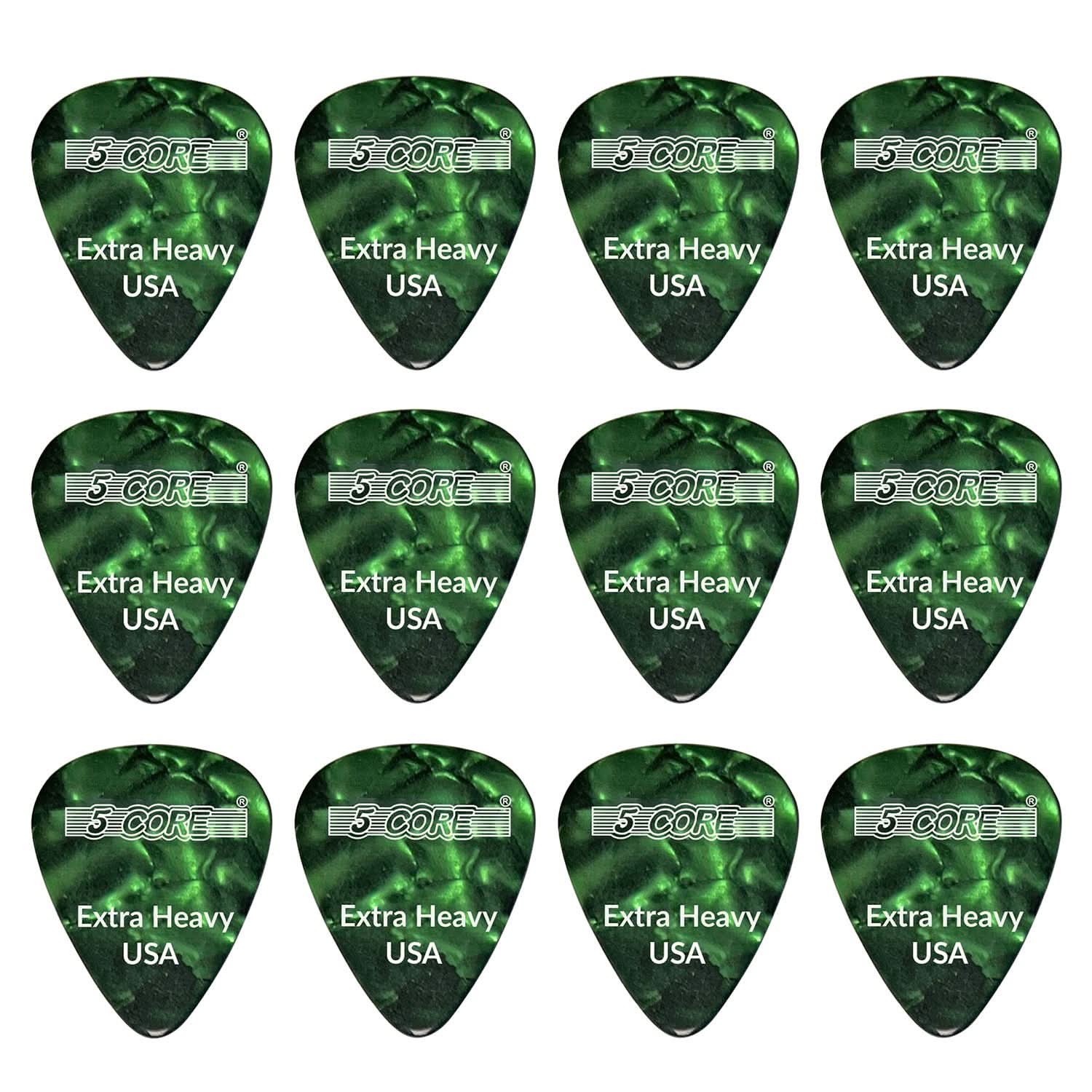 5 CORE - 5Core Guitar Picks 1.2mm Celluloid Extra Heavy Gauge Pick Acoustic Electric Bass - Green