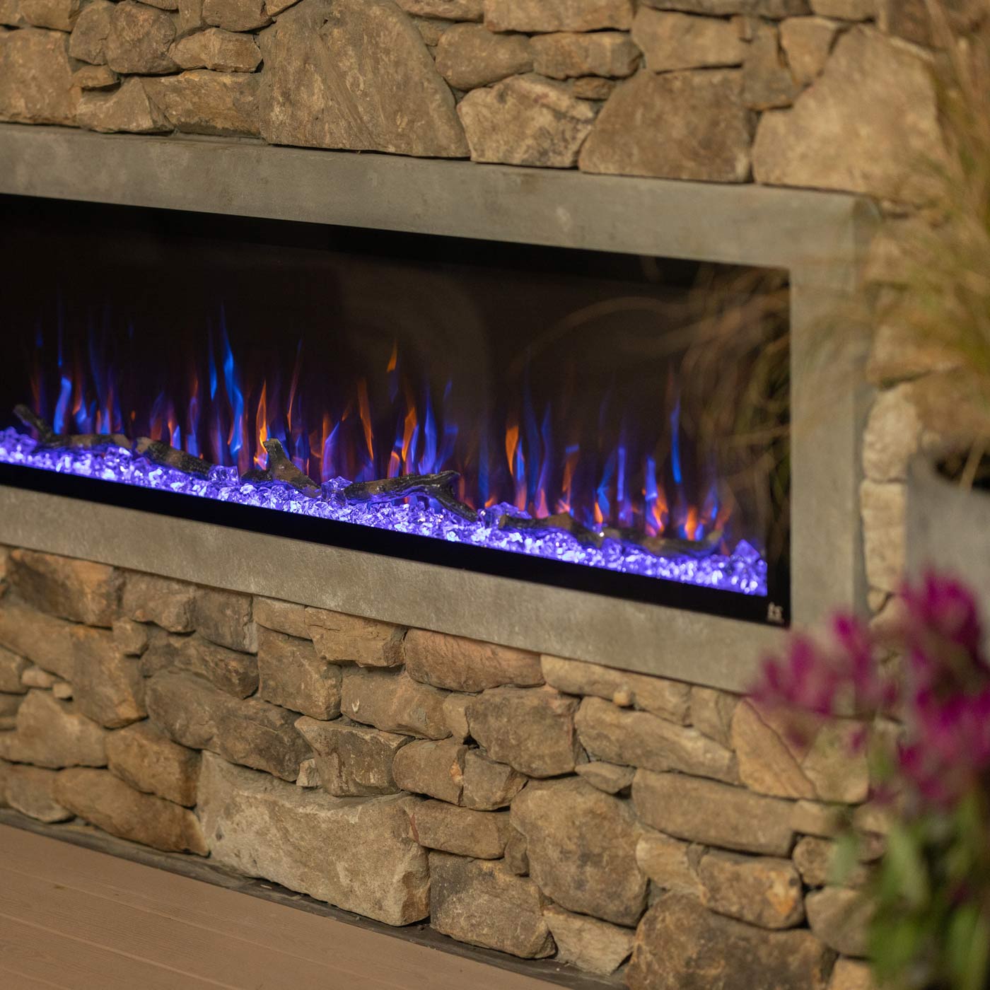 Alt View 1. Touchstone Home Products - 60 in. Wall Mounted Recessed Sideline Elite Outdoor Smart Electric Fireplace - Black.
