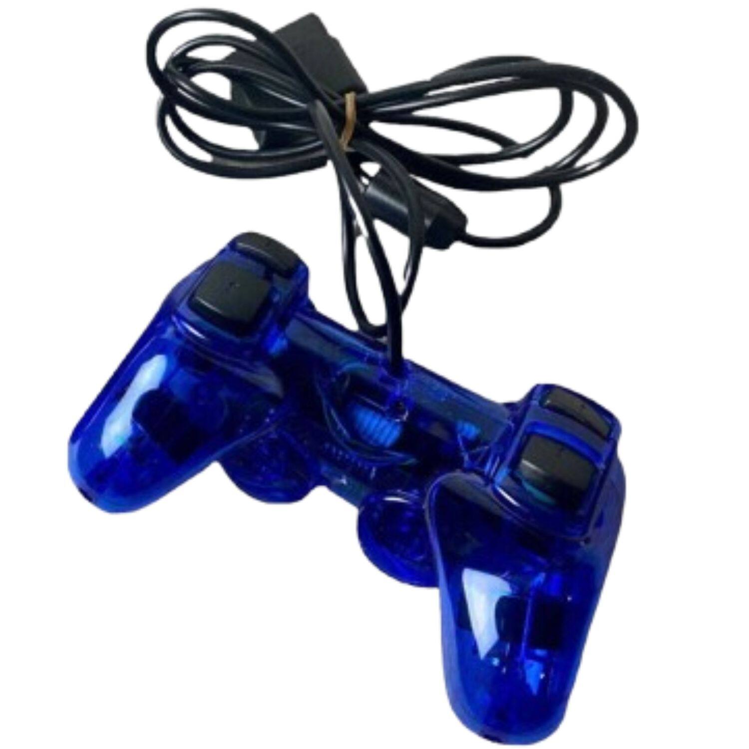 Left. Home Collection - 2-Pack Wired Vibration Game Controller for Sony PlayStation 2 – Dual Shock Joystick Joypad - Black.