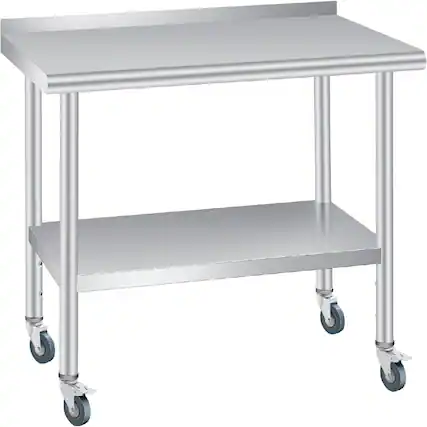 Front. Acekool - Kitchen Table Stainless Steel Table Commercial Prep Work Table for Dining Room, Home Office, Living Room - Multiple colors.