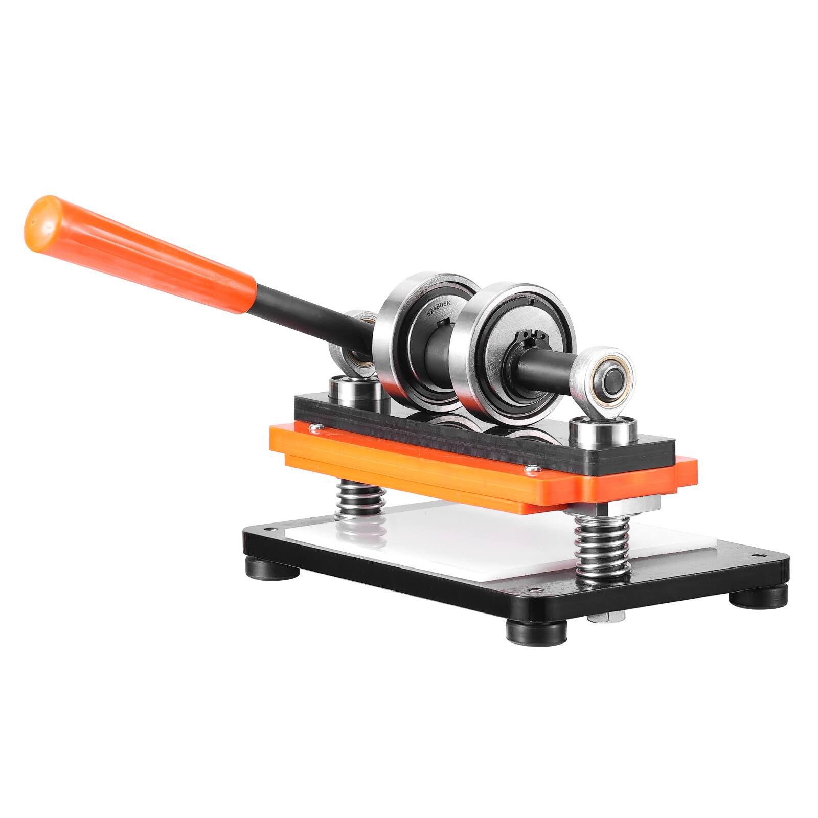 Alt View 5. VEVOR - Leather Cutting Machine,7.1 x 3.9 in Embossing Plate Manual Die Cutter,0.47 in Pressure Stroke Dual Guide Shafts Die Cut - Orange;Black.