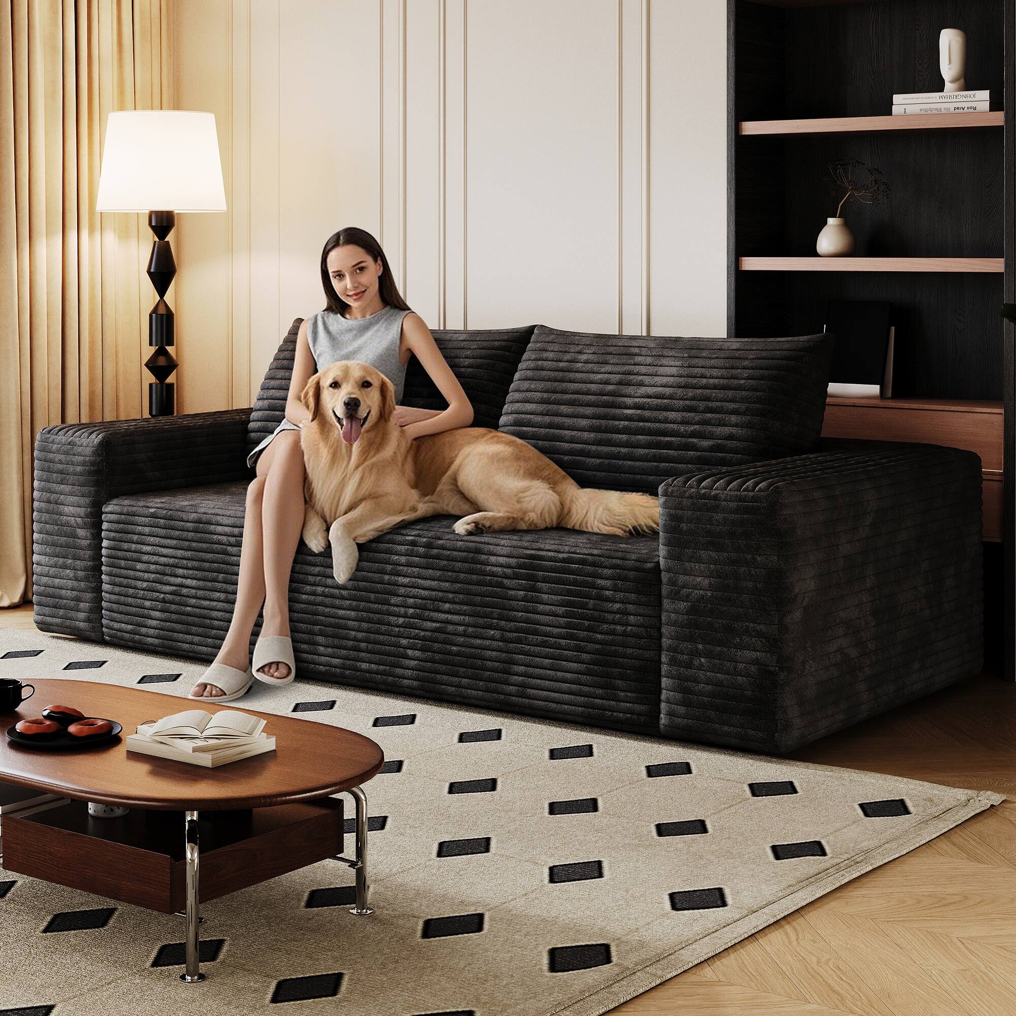 Alt View 2. Boyel Living - Black 2 Seat Fabric Sofa 70.9-in L x 35.5-in W x 23.2-in H - Black.