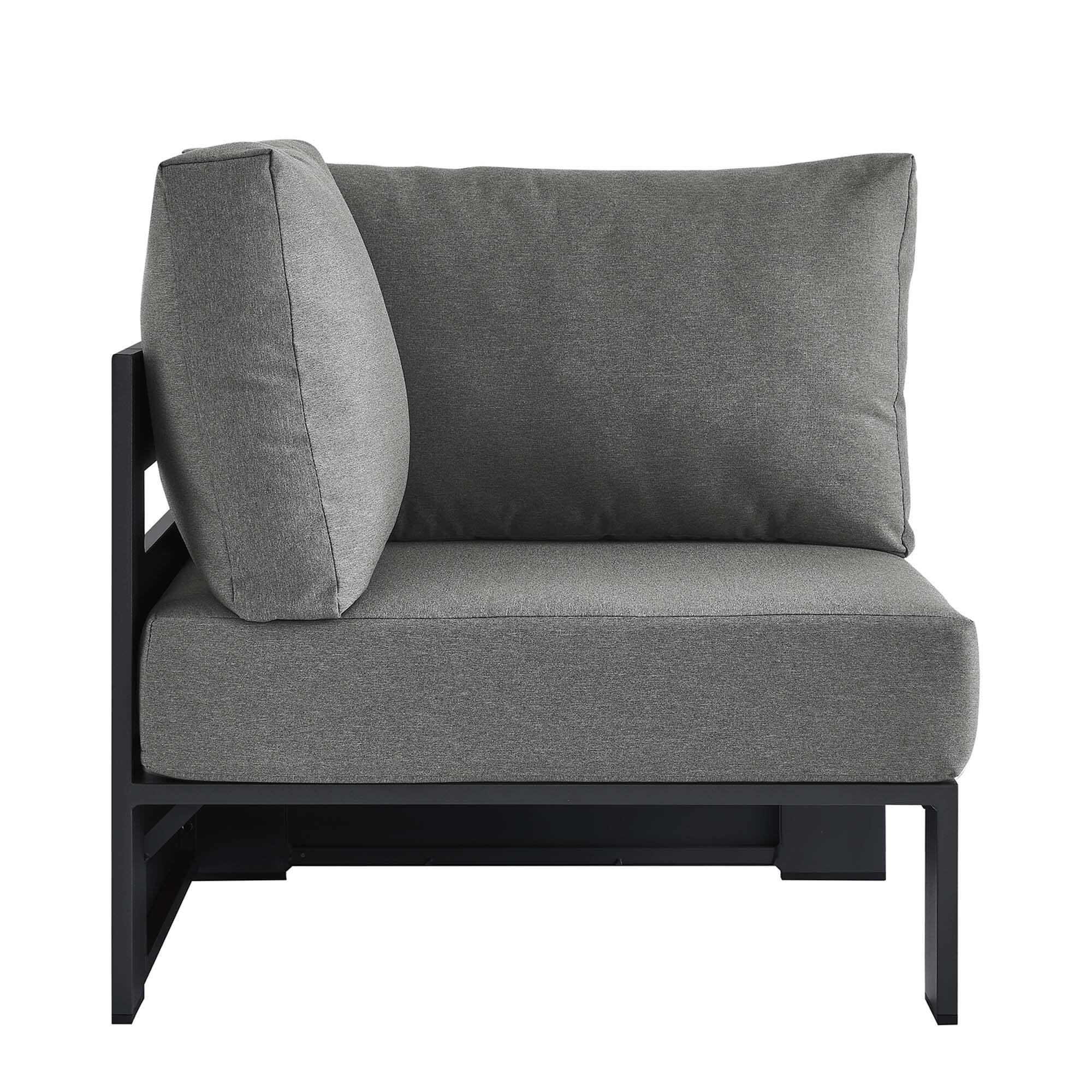 Alt View 2. Modway - Tahoe Outdoor Patio Powder-Coated Aluminum Modular Corner Chair by Modway - Gray Charcoal.