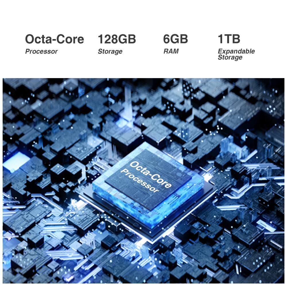 Octa-Core Processor  
128GB Storage  
6GB RAM  
1TB Expandable Storage