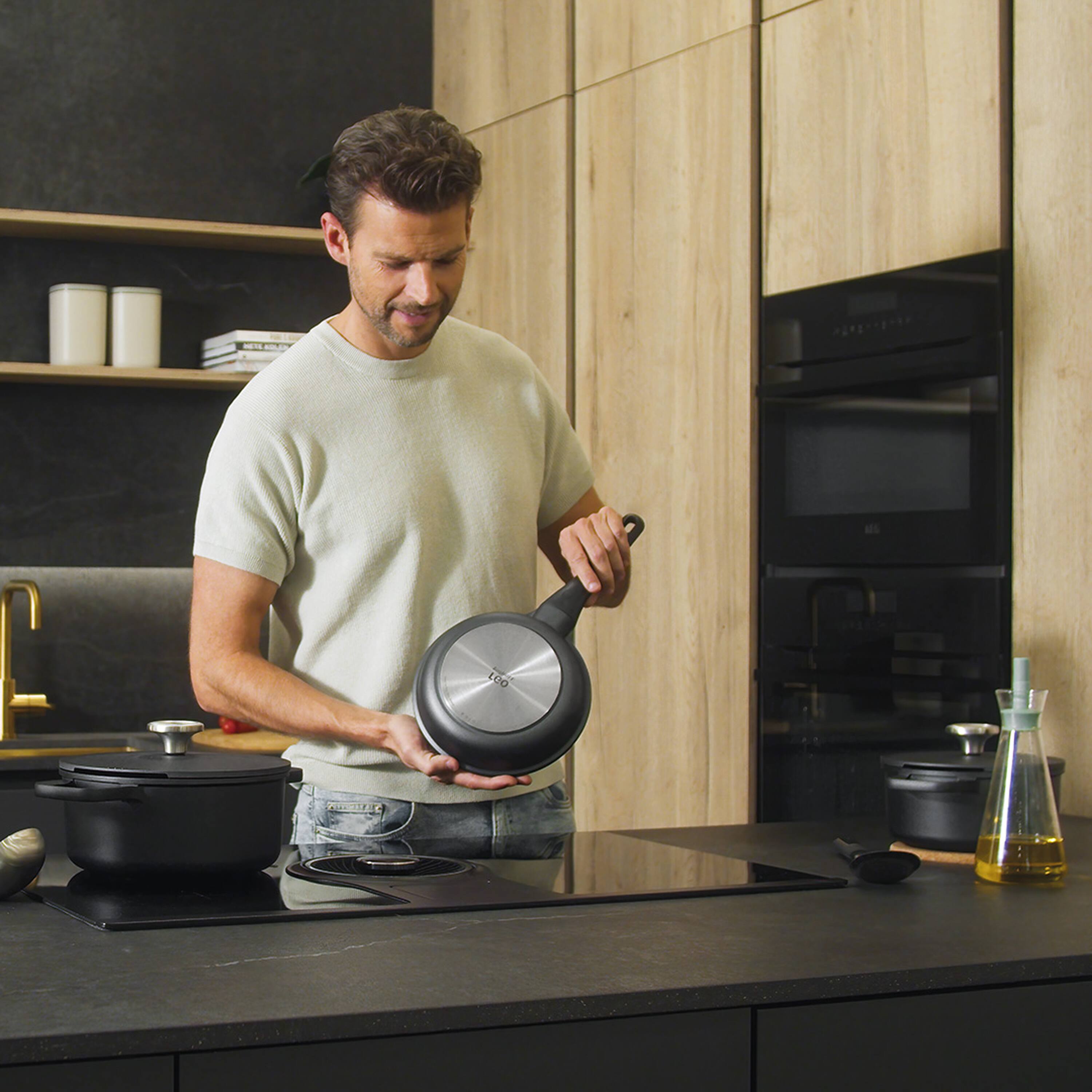 Alt View 1. BergHOFF - BergHOFF Leo Phantom Nonstick Ceramic 8" Frying Pan, Recycled - Black.