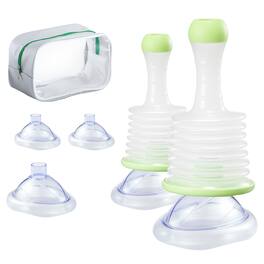 VEVOR - Choking Rescue Device, Portable Airway Clear Anti Choking Suction Device with 5 Multi-size Masks and 1 Storage Bag - Transparent + Green