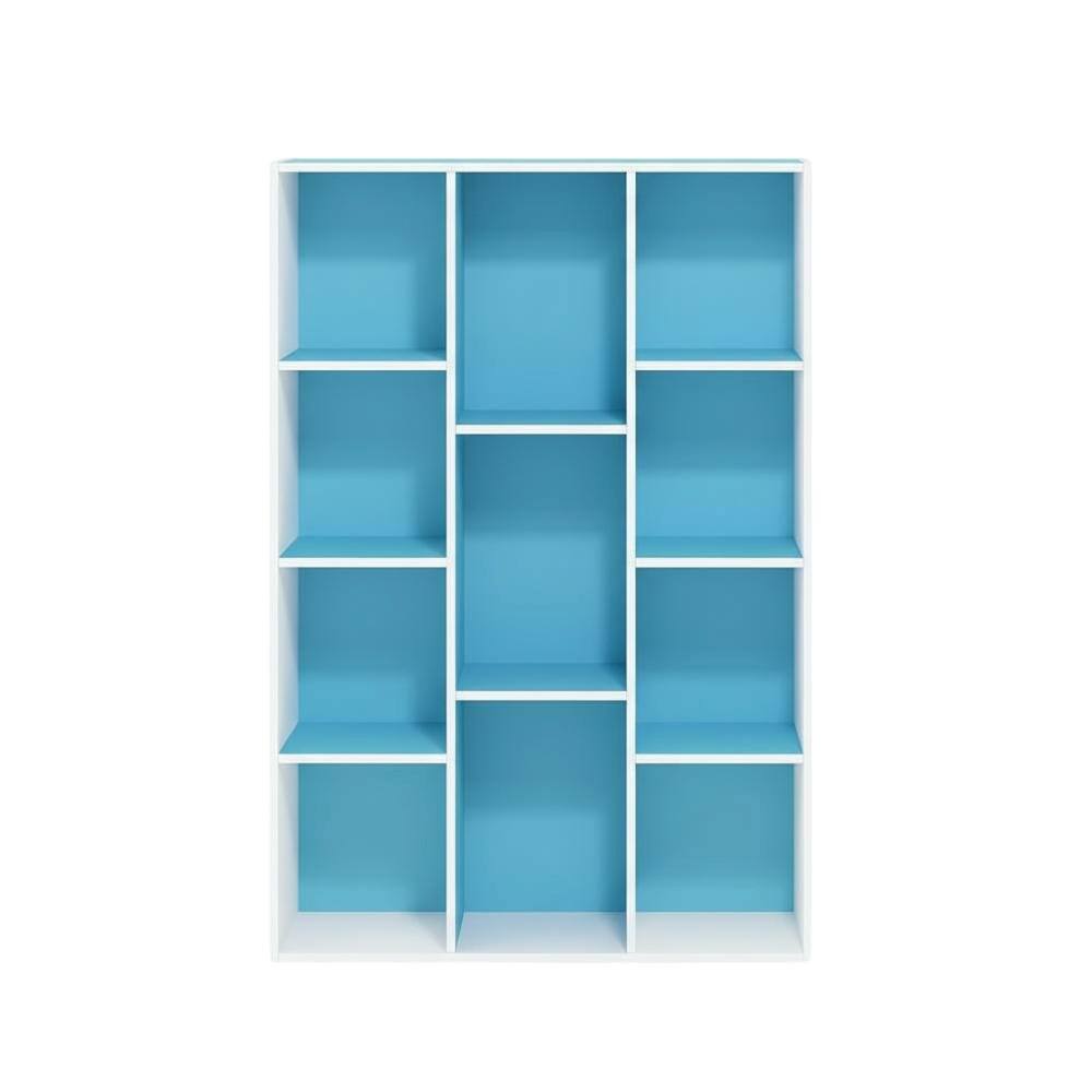 Back. FurniFact - Reversible Open Shelf Bookcase in White and Light Blue - White/Light Blue.