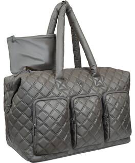 Joan & David - 22-Inch Diamond-Quilted Parachute Nylon 3-Pocket Duffel, Dark Taupe - 351-DARK TAUPE