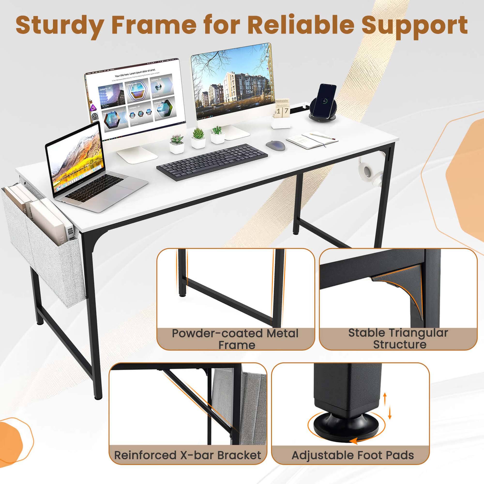 Sturdy Frame for Reliable Support

- Powder-coated Metal Frame
- Stable Triangular Structure
- Reinforced X-bar Bracket
- Adjustable Foot Pads