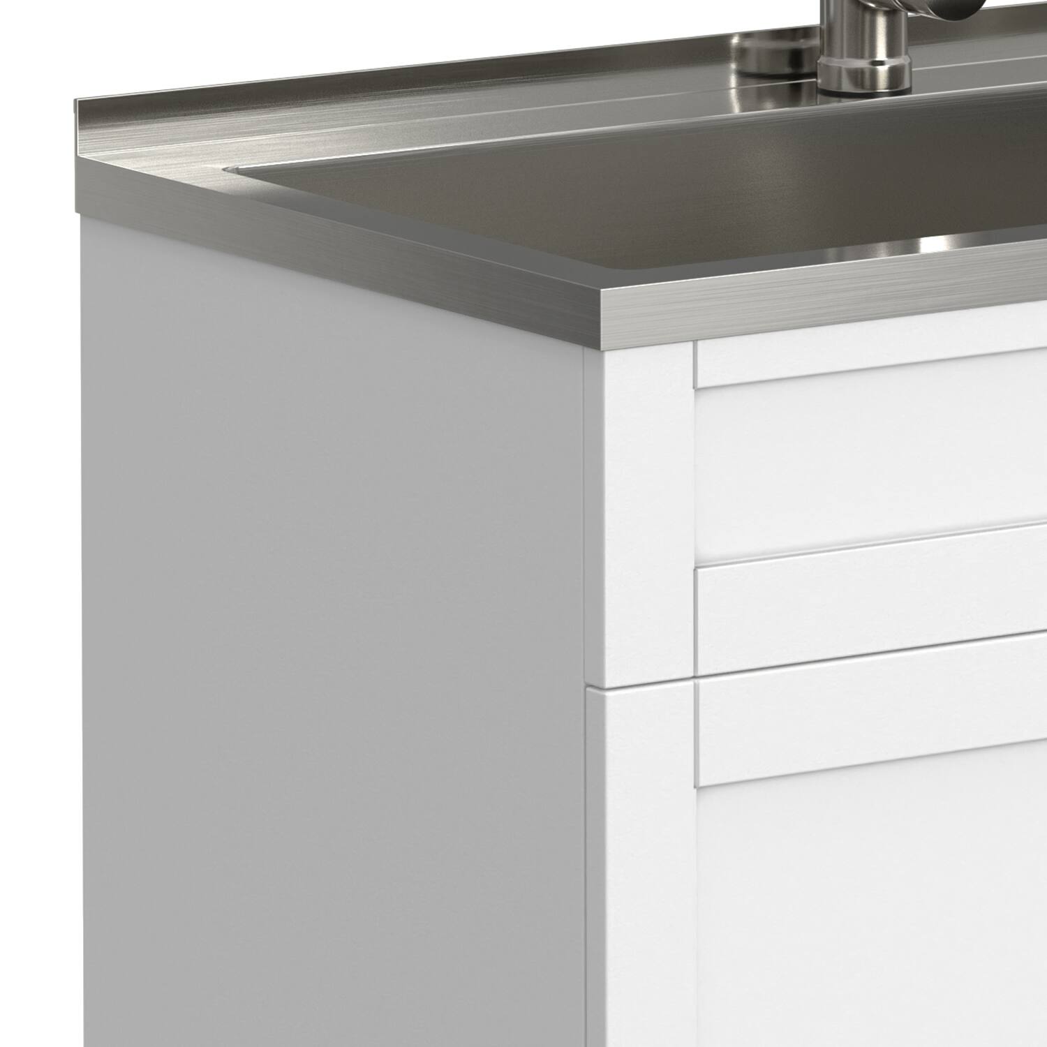 Alt View 5. Simpli Home - Hennessy All-In-One 36-inch Laundry Utility Sink and Cabinet - Pure White.
