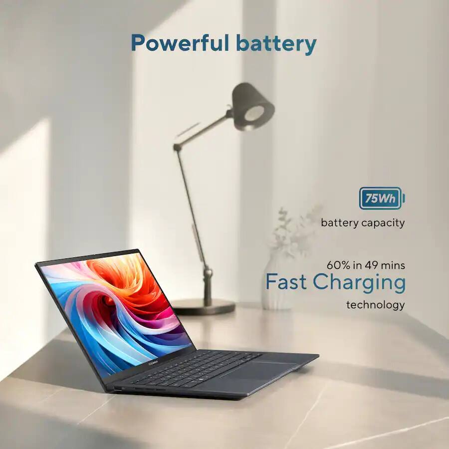 Powerful battery  
75Wh battery capacity  
60% in 49 mins Fast Charging technology