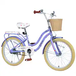 Anysun - Multiple Colors, Bike with Basket for Kids,20 inch wheel ,No Training Wheels Included - Purple