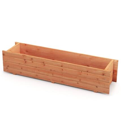 Front. SlickBlue - Fir Wood Garden Planter Box with 3 Bottom Crossbars and Drainage - Orange.
