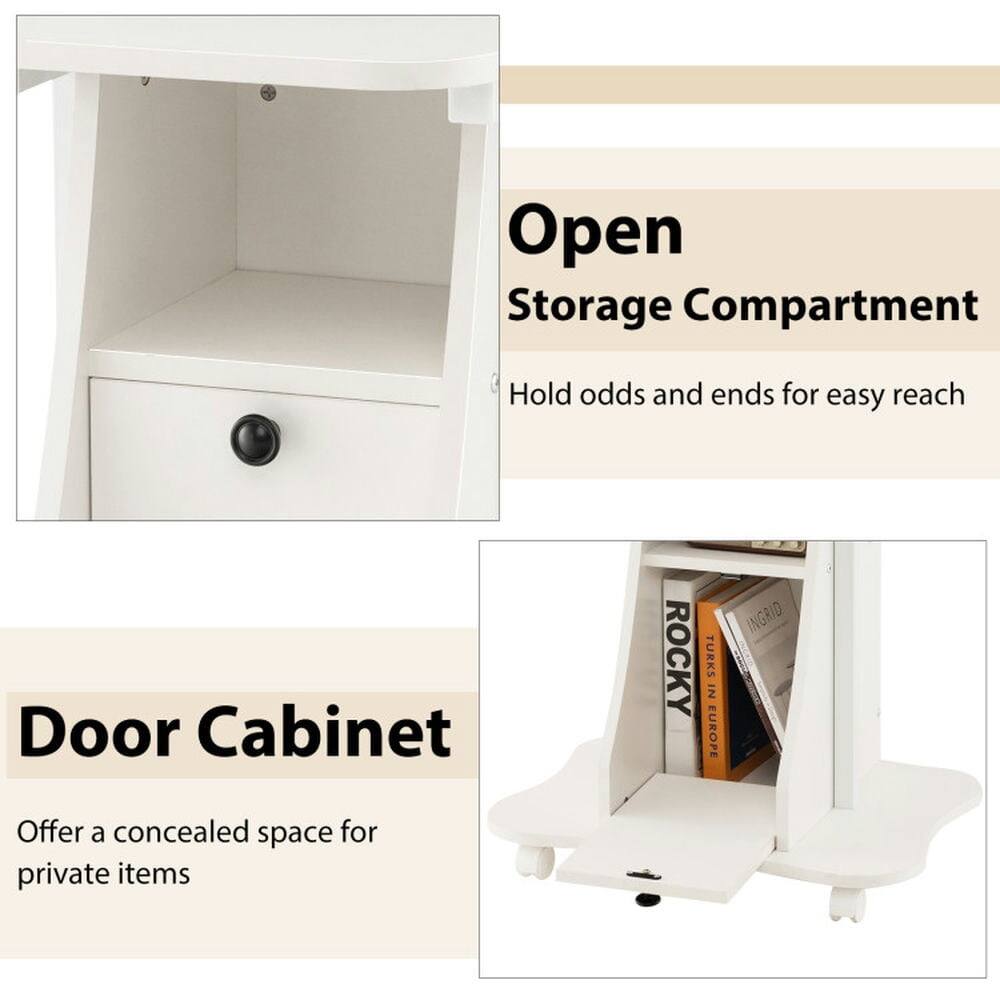 Open Storage Compartment  
Hold odds and ends for easy reach  

Door Cabinet  
Offer a concealed space for private items