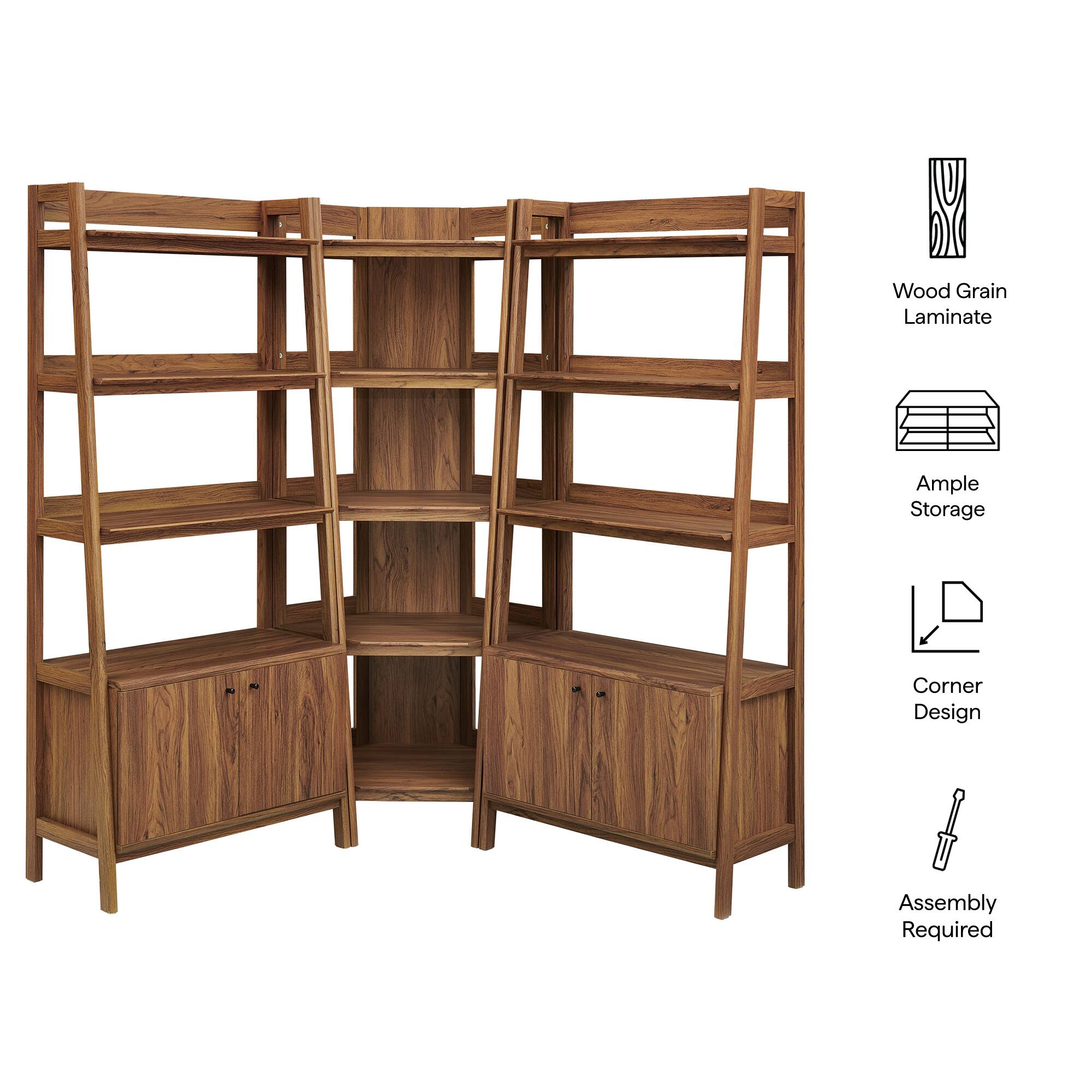 Bixby 3 Piece Corner Bookshelf Set with Wide Bookshelves by Modway