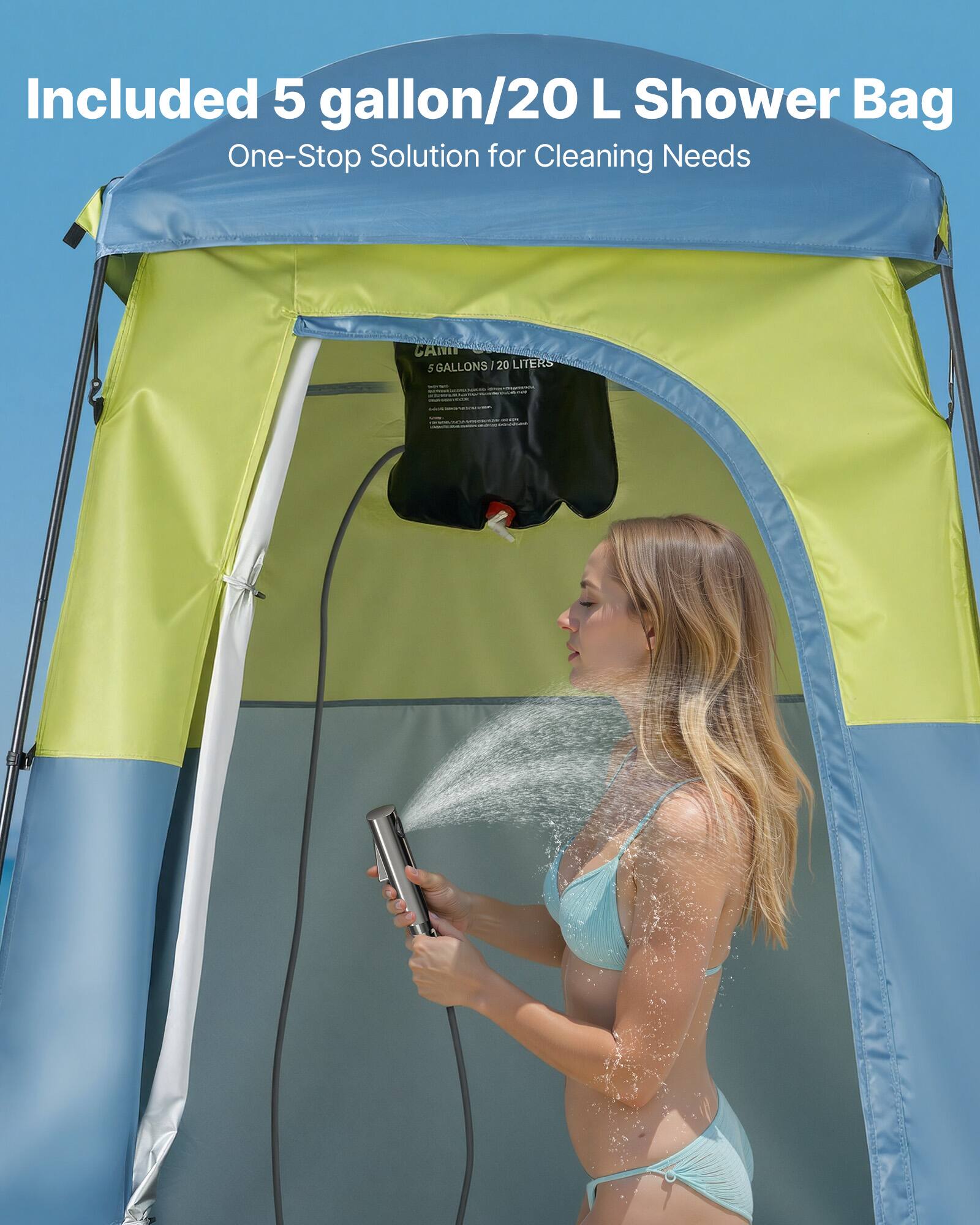 Included 5 gallon/20 L Shower Bag  
One-Stop Solution for Cleaning Needs