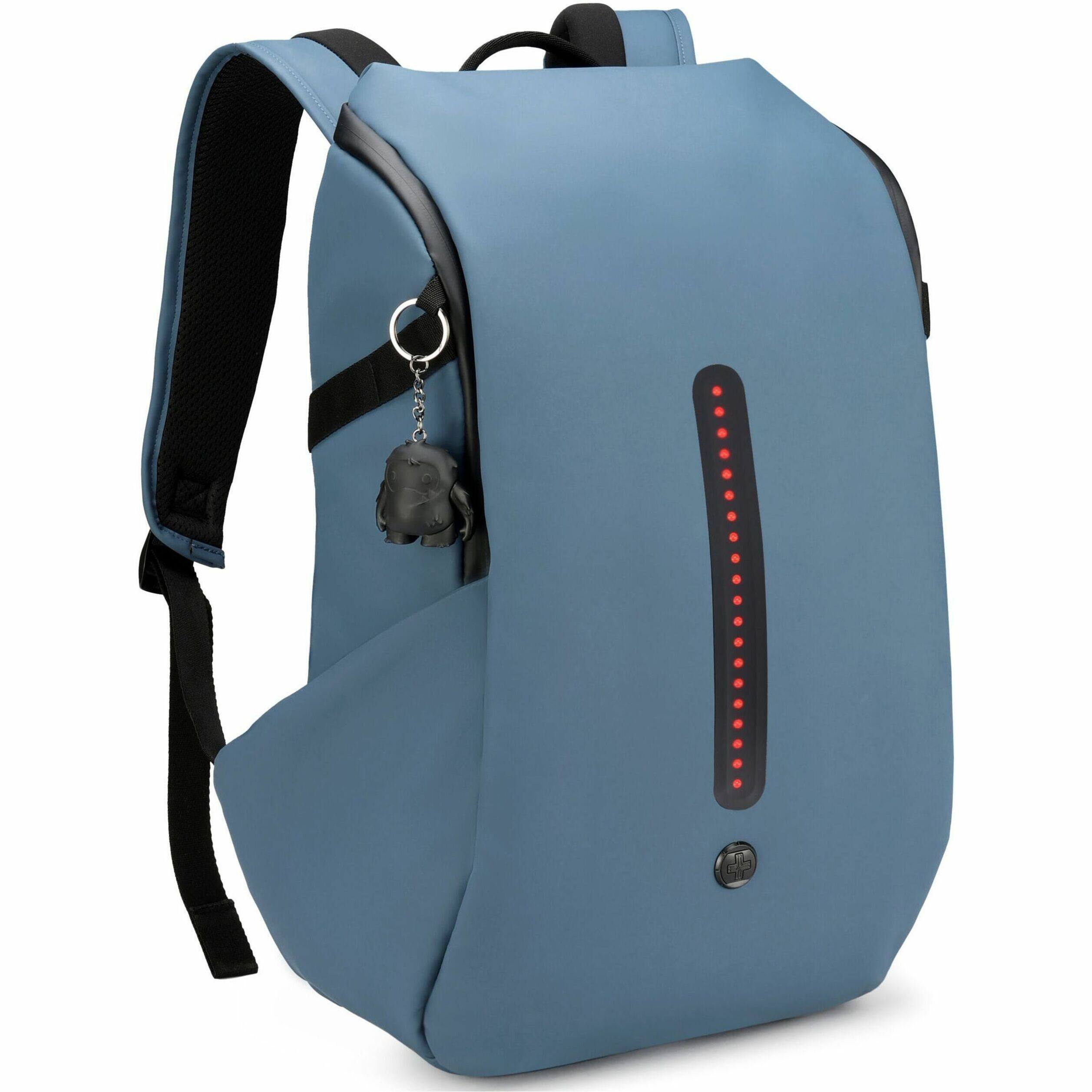 Alt View 33. Swissdigital Design - LAMONE L LED TSA-Friendly Water-Resistant Backpack With USB Charging Port  RFID Protection and Fits Up to 16″ Laptop - Dark Blue.