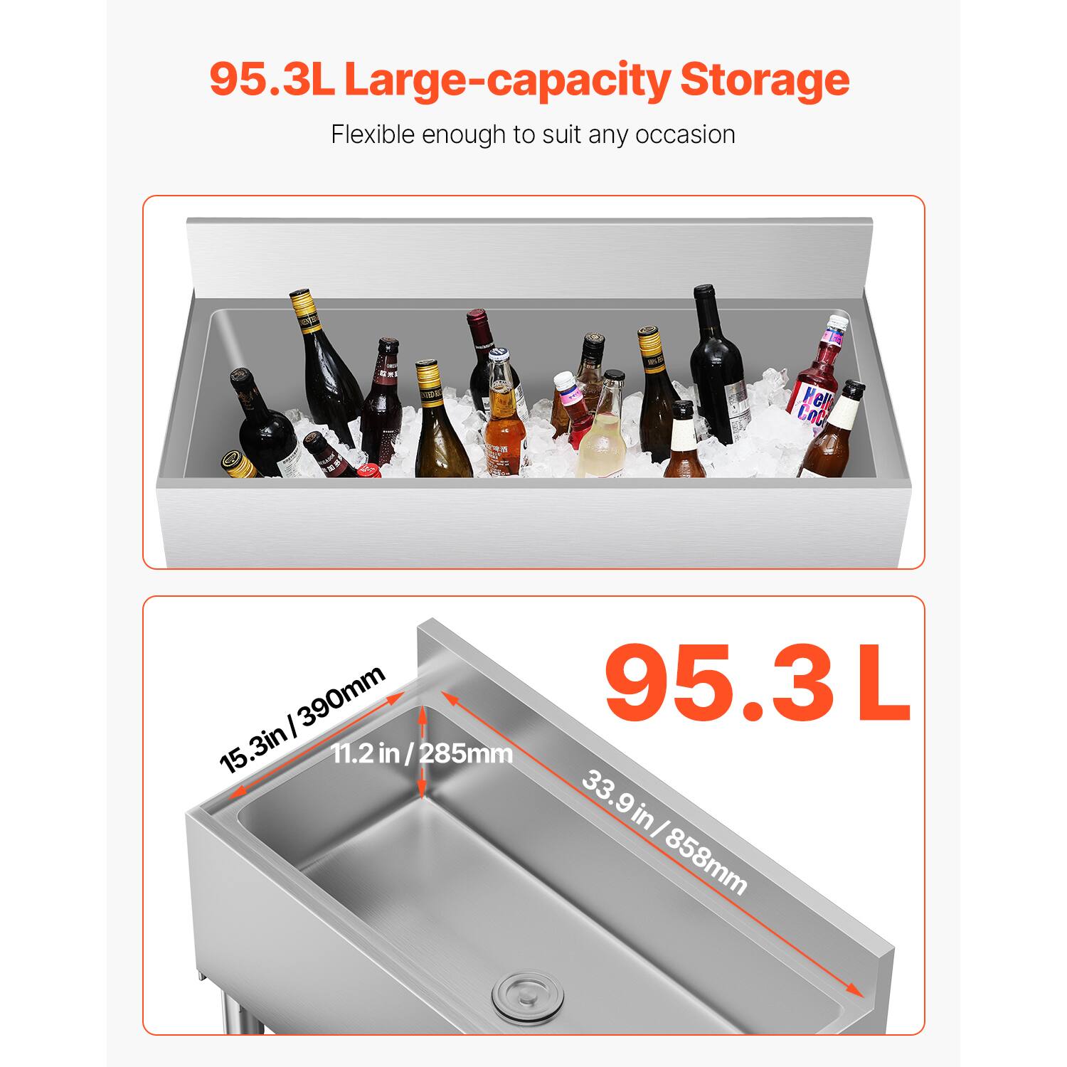 95.3L Large-capacity Storage  
Flexible enough to suit any occasion  

95.3 L  

15.3in / 390mm  
11.2in / 285mm  
33.9in / 858mm