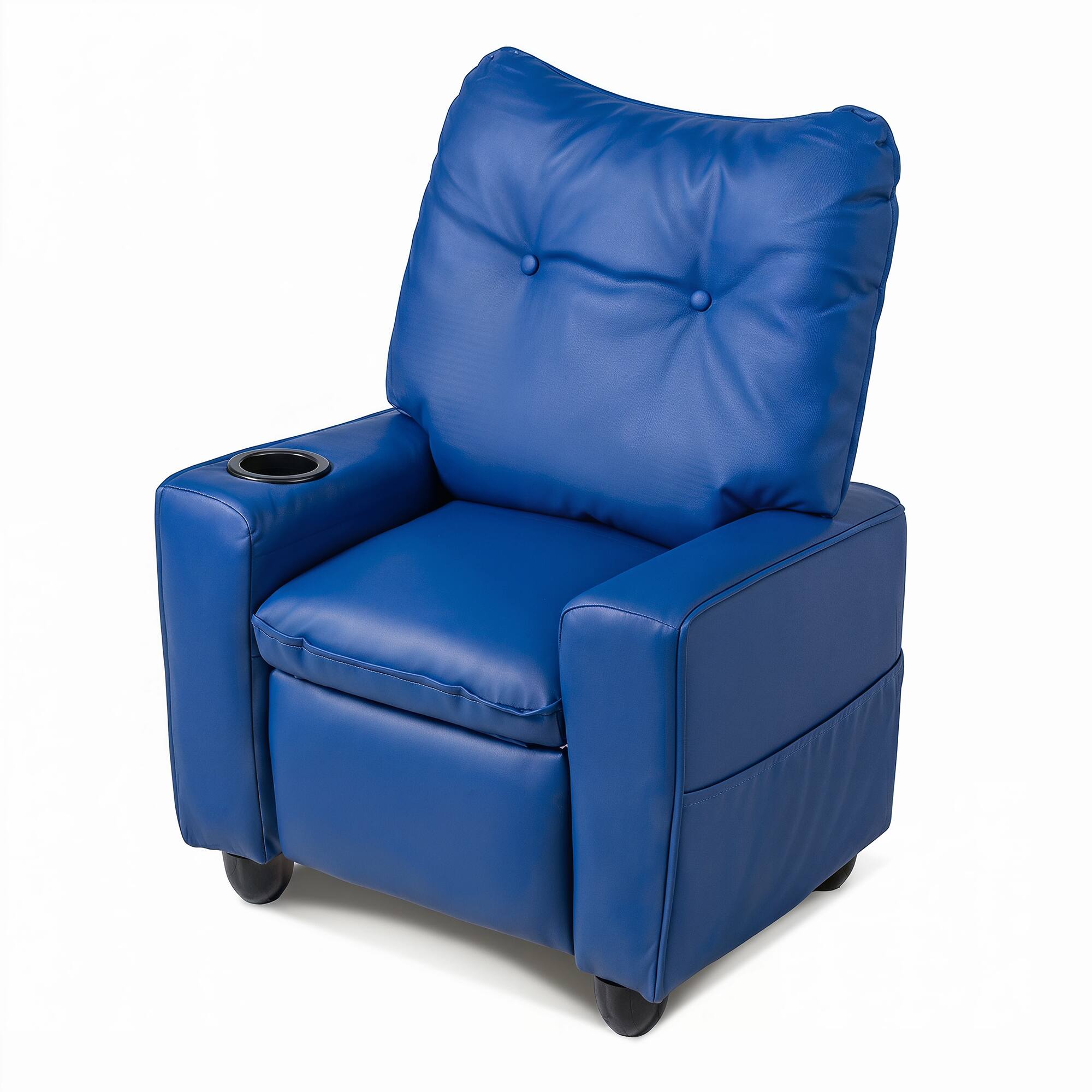 Alt View 7. Costway - Costway Kids Recliner for Ages 3+, PU Leather Push Back Toddler Sofa with Cup Holder - Blue.