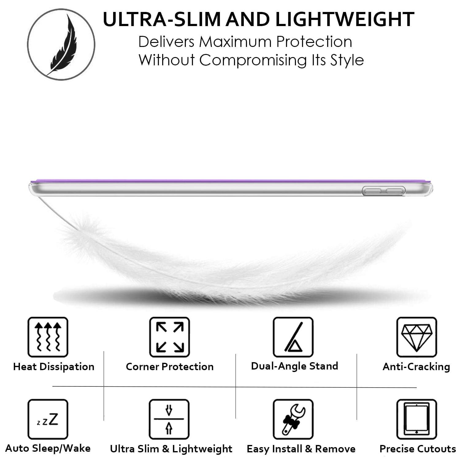 ULTRA-SLIM AND LIGHTWEIGHT  
Delivers Maximum Protection Without Compromising Its Style

- Heat Dissipation
- Corner Protection
- Dual-Angle Stand
- Anti-Cracking
- Auto Sleep/Wake
- Ultra Slim & Lightweight
- Easy Install & Remove
- Precise Cutouts