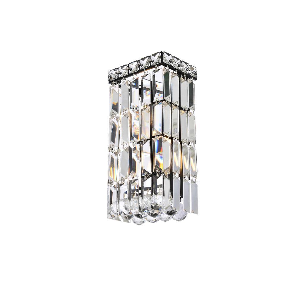 Alt View 2. Elegant Lighting - Maxime 6 Inch Black Wall Sconce - Black And Clear.