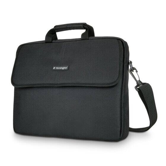 Front. Kensington - Simply Portable SP17 Classic Laptop Sleeve SKU K62567USA – Black Polyester, Padded Compartment, Shoulder Strap - Black.