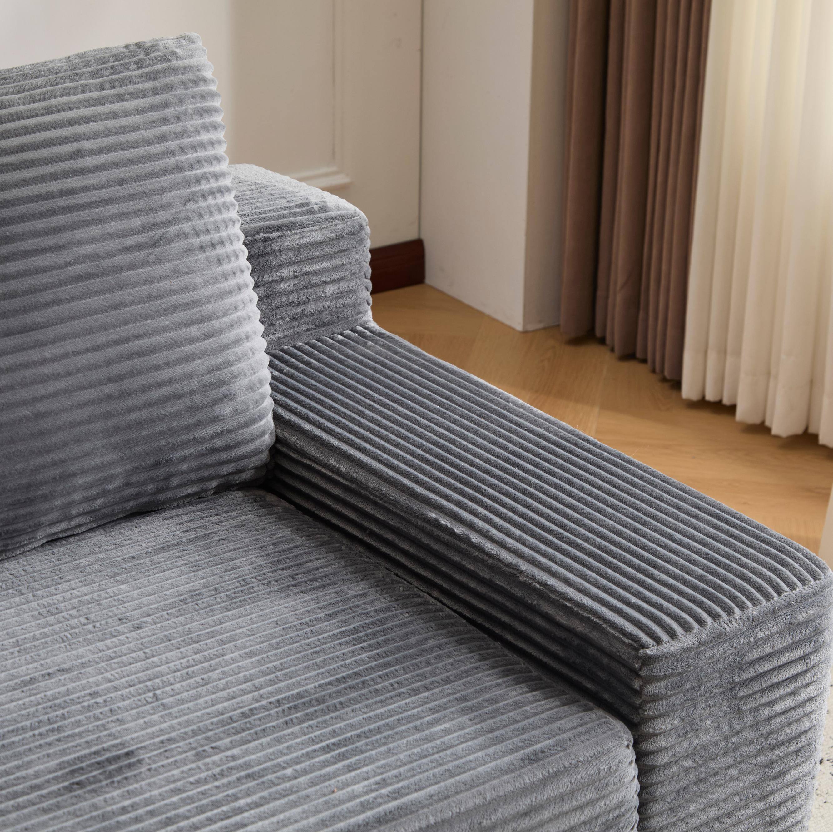 Alt View 8. Meqiodas - Loveseat Sofa, Comfortable Deep Seat Sofa Bed, Modern Corduroy Couch for Living Room Bedroom, No Assembly Required - Gray.