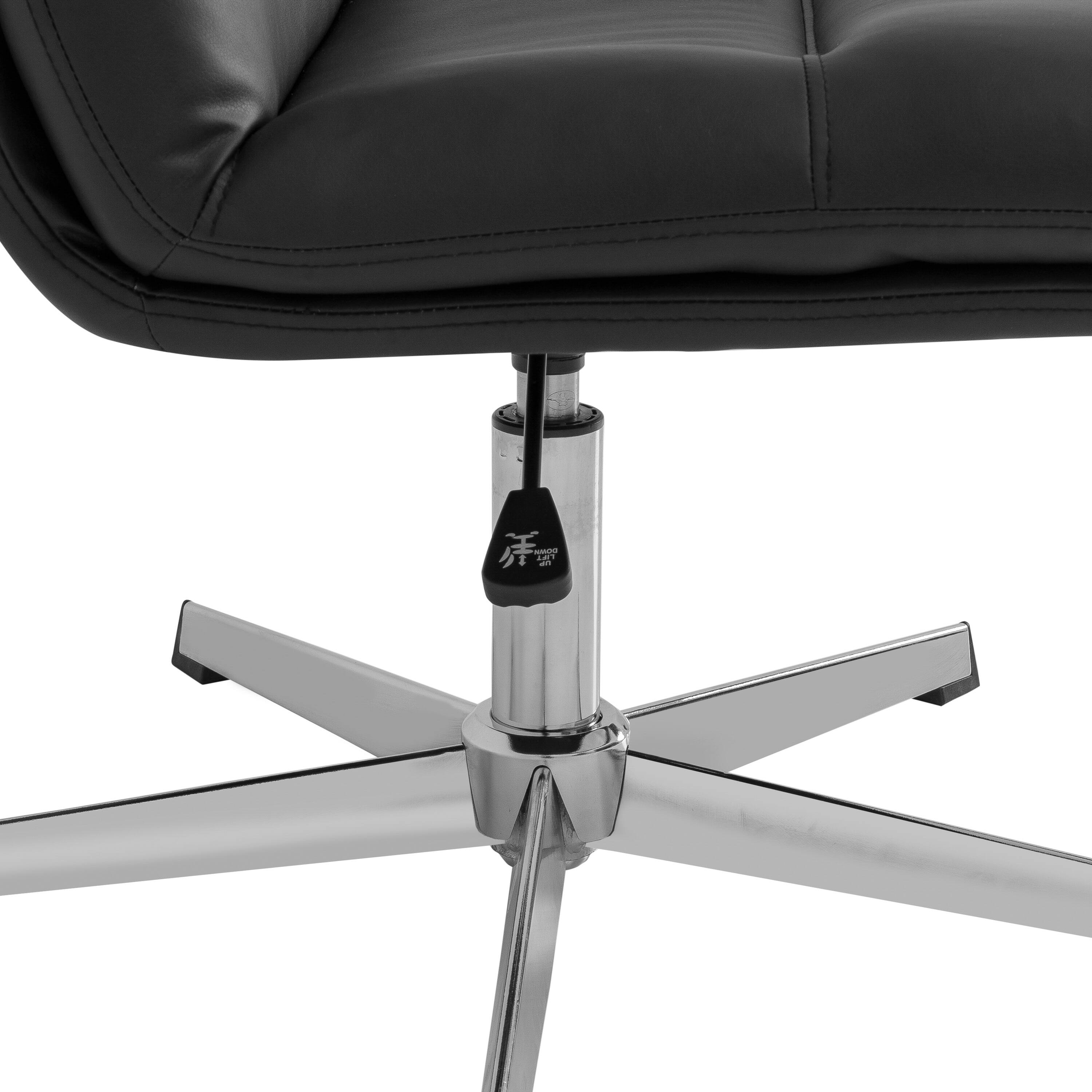 Alt View 10. Emma + Oliver - Mid-Back Swivel Office Chair with Padded Upholstery & Sturdy Frame - Black Faux Leather/Chrome Frame.