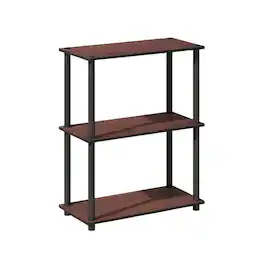 FurniFact - Engineered Wood Bookcase with Open Shelving for Home Office or Living Room - Dark Cherry/Black
