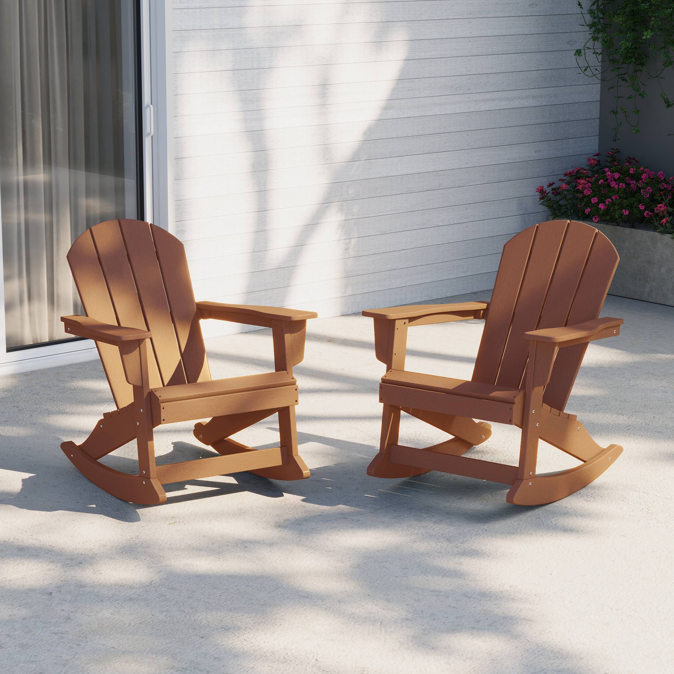 Angle. WestinTrends - WestinTrends Malibu 2 piece set Outdoor / Patio Poly Adirondack rocking chairs ( 2 seater ) - Teak.