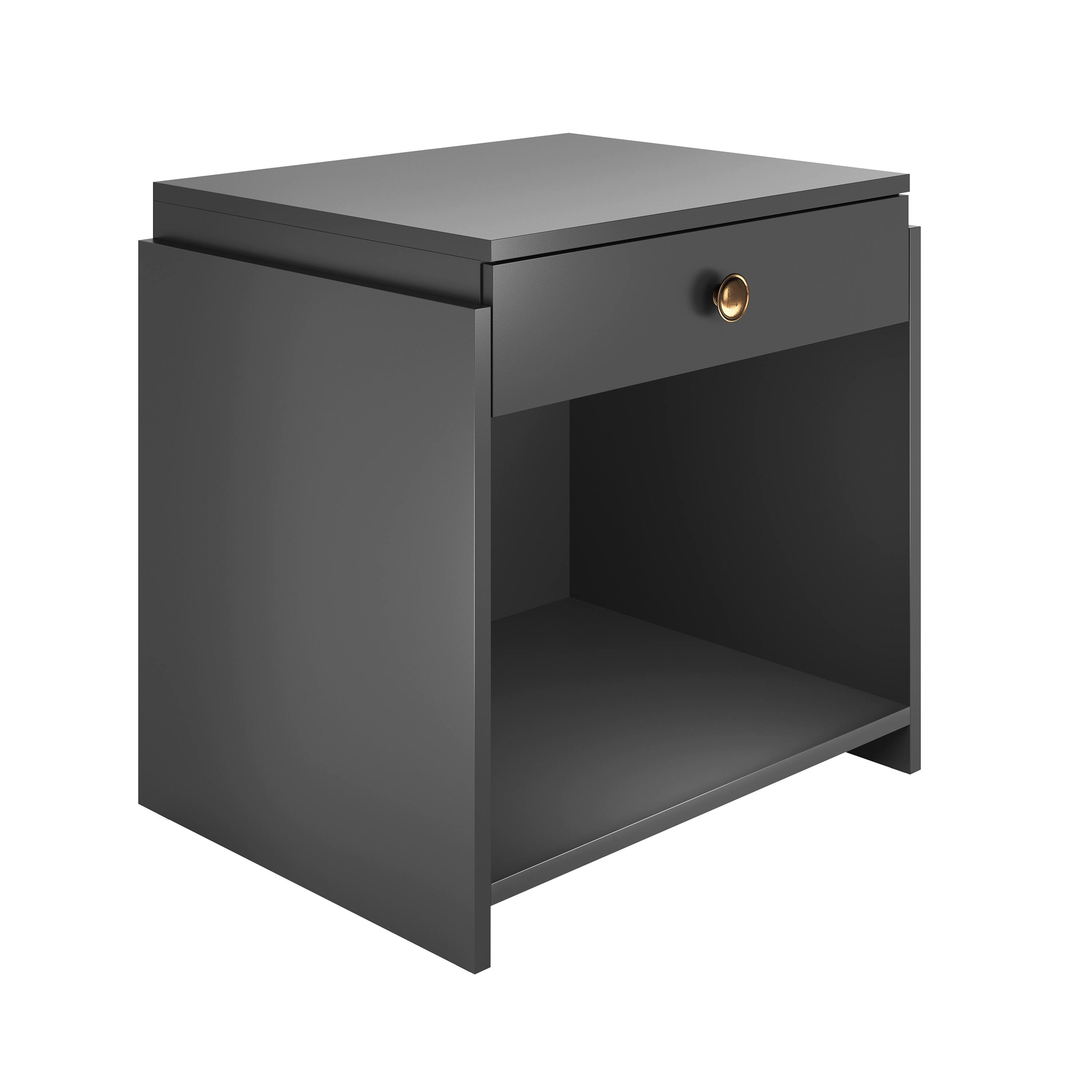 Alt View 2. Boyd Sleep - Boyd Sleep Sydney One Drawer Low Profile Nightstand- Bedroom End Table - Black.