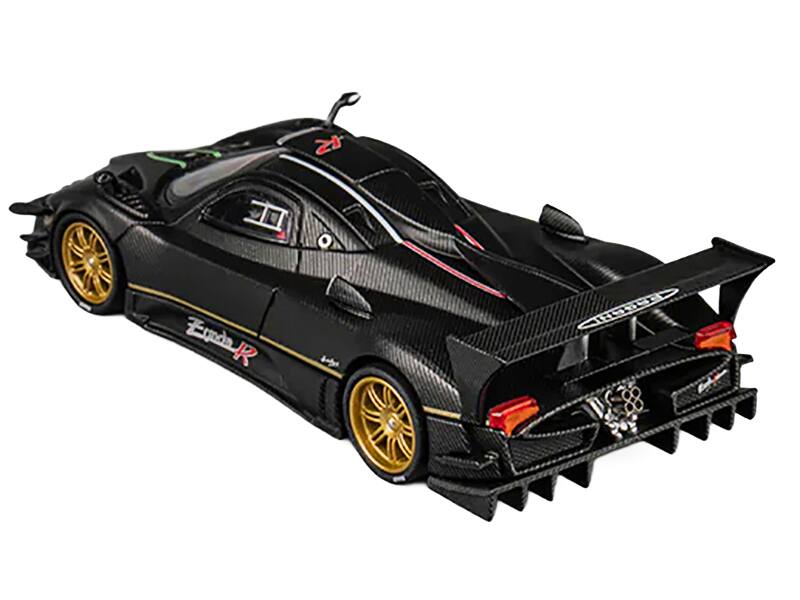 Angle. CM Models - Pagani Zonda Revolucion Black Carbon with Extra Wheels 1/64 Diecast Model Car by CM Model - Black.