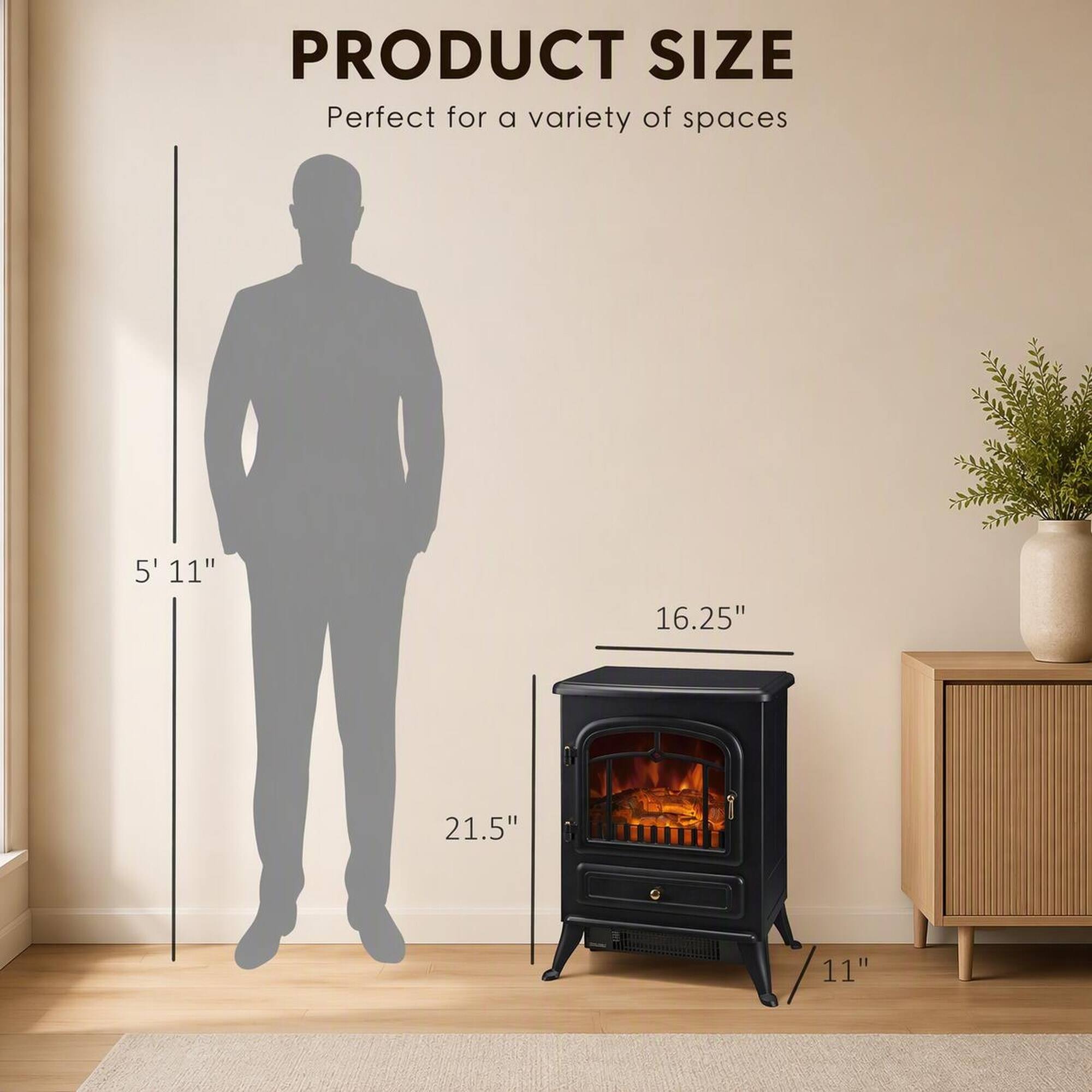 PRODUCT SIZE  
Perfect for a variety of spaces  

5' 11"  
16.25"  
21.5"  
11"