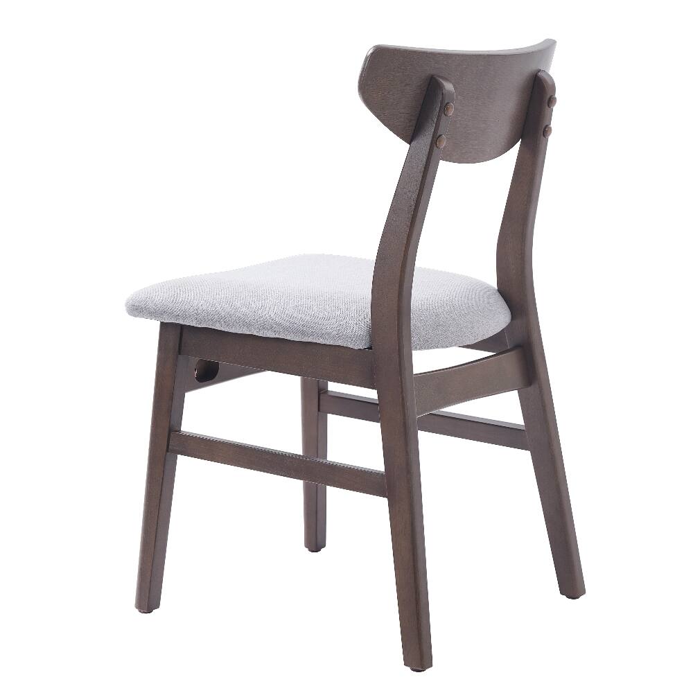 Alt View 7. Loheer - Loheer Set of 2 Scandinavian Dining Chairs Curved Wood Backrest Gray Fabric Seat Brown Finish Mid Century Accent Seating - Brown.