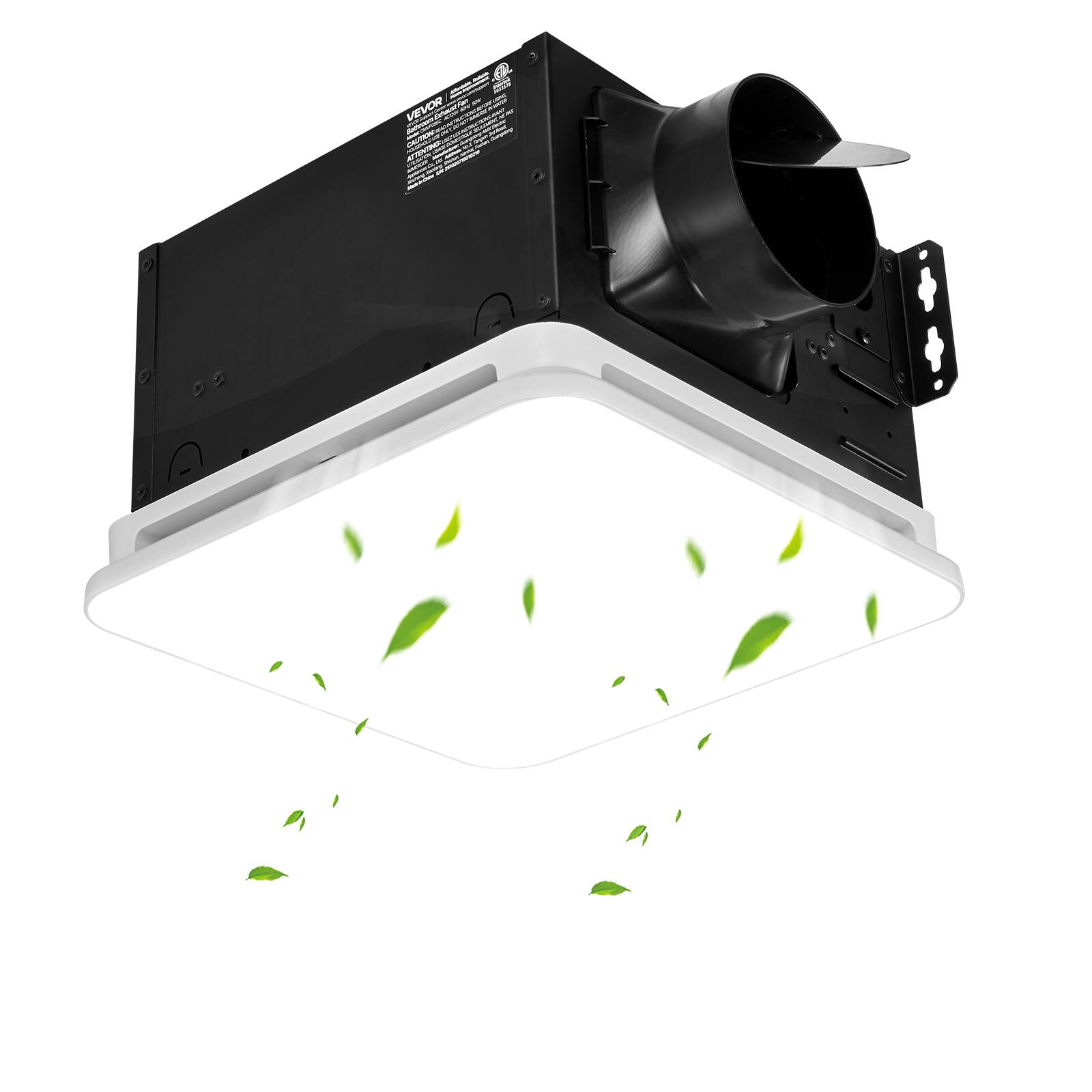 Front. VEVOR - Bathroom Exhaust Fan with LED Light, 80 CFM 4000K Bathroom Vent, 1.5 Sones Low-Noise, Premium Motor Ceiling Fan - White;Black.