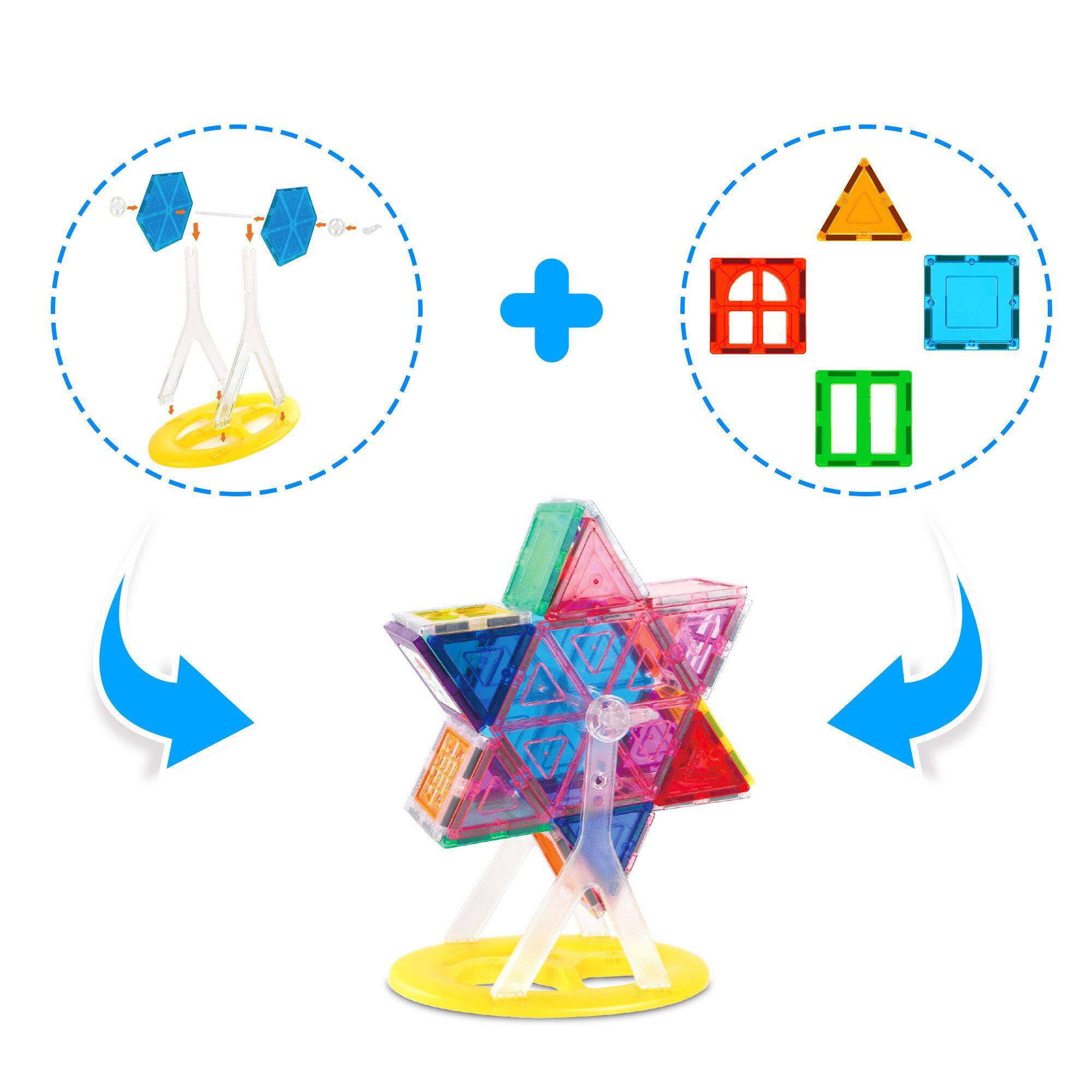 Alt View 5. PicassoTiles - PicassoTiles 9 PC Ferris Wheel Accessory Kit, Magnetic Building Blocks for Kids, Magnet for Kids 3+.