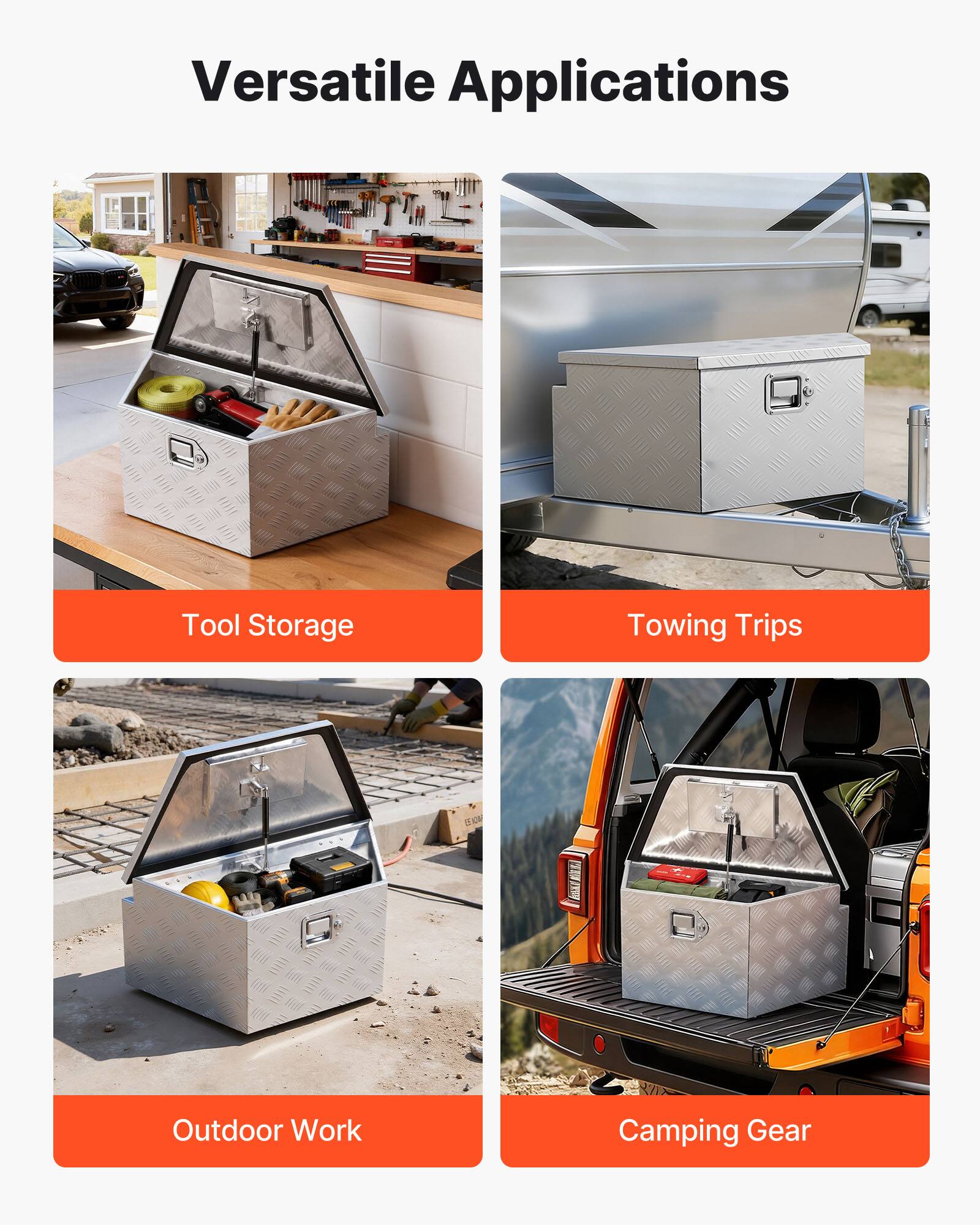 Versatile Applications

- Tool Storage
- Towing Trips
- Outdoor Work
- Camping Gear