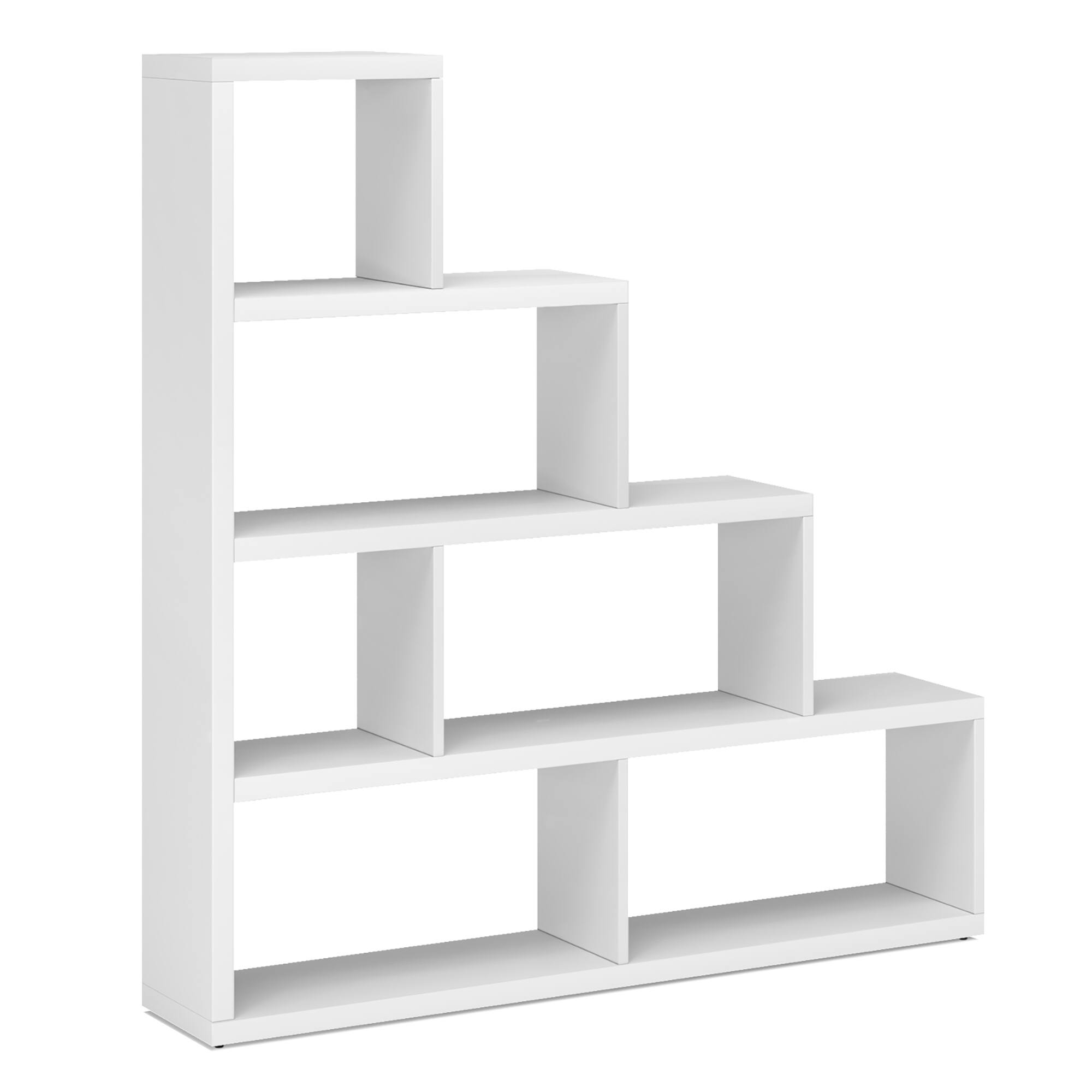 Alt View 17. Costway - 6 Cubes Ladder Shelf Freestanding Corner Bookshelf Storage Bookcase Display Rack White - White.