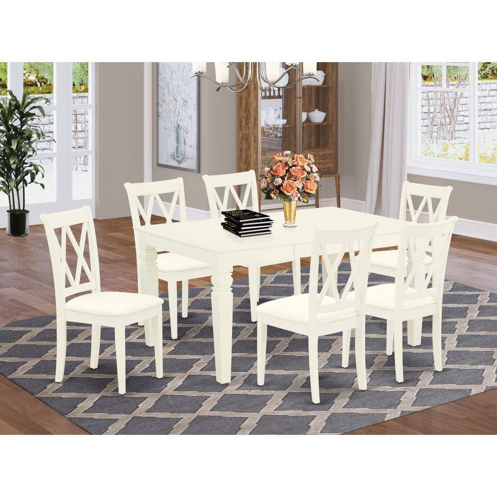 Left. East West Furniture - Dining Room Set Linen White - Brown.