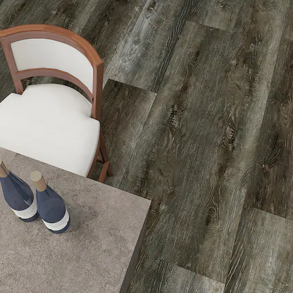 Front. Dotfloor - 62.6"x9" SPC Composite Flooring; 5 Planks/Box (19.56 sq. ft/Box); 8mm Thick with ; 30 mil Wear Layer; - Mystic Jungle.