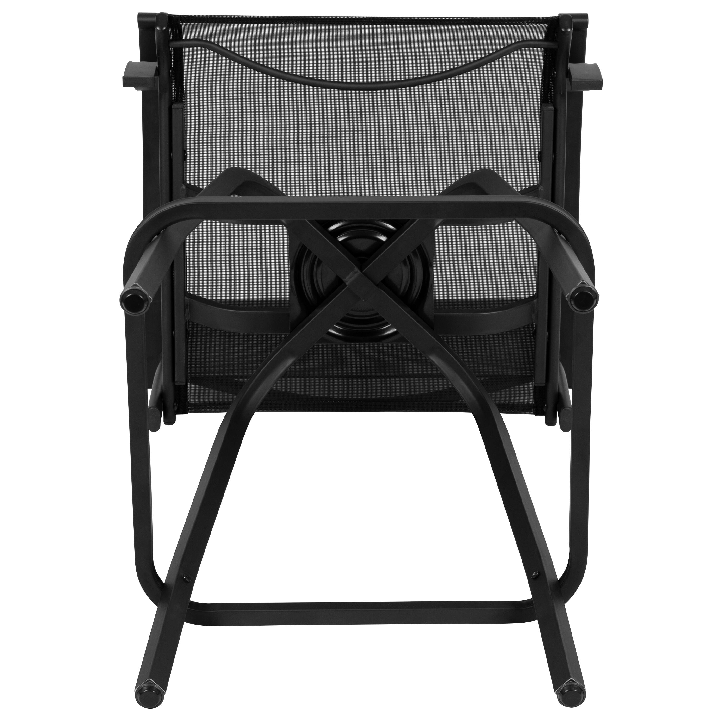 Alt View 10. Emma + Oliver - Patio Bar Height Stools Set of 2, All-Weather Textilene Swivel Stools - Black.