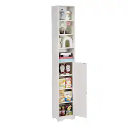 Vecelo - 8-Tier Bookshelf with Drawer - Modern Storage Shelf for Living Room, Bedroom & Office - White