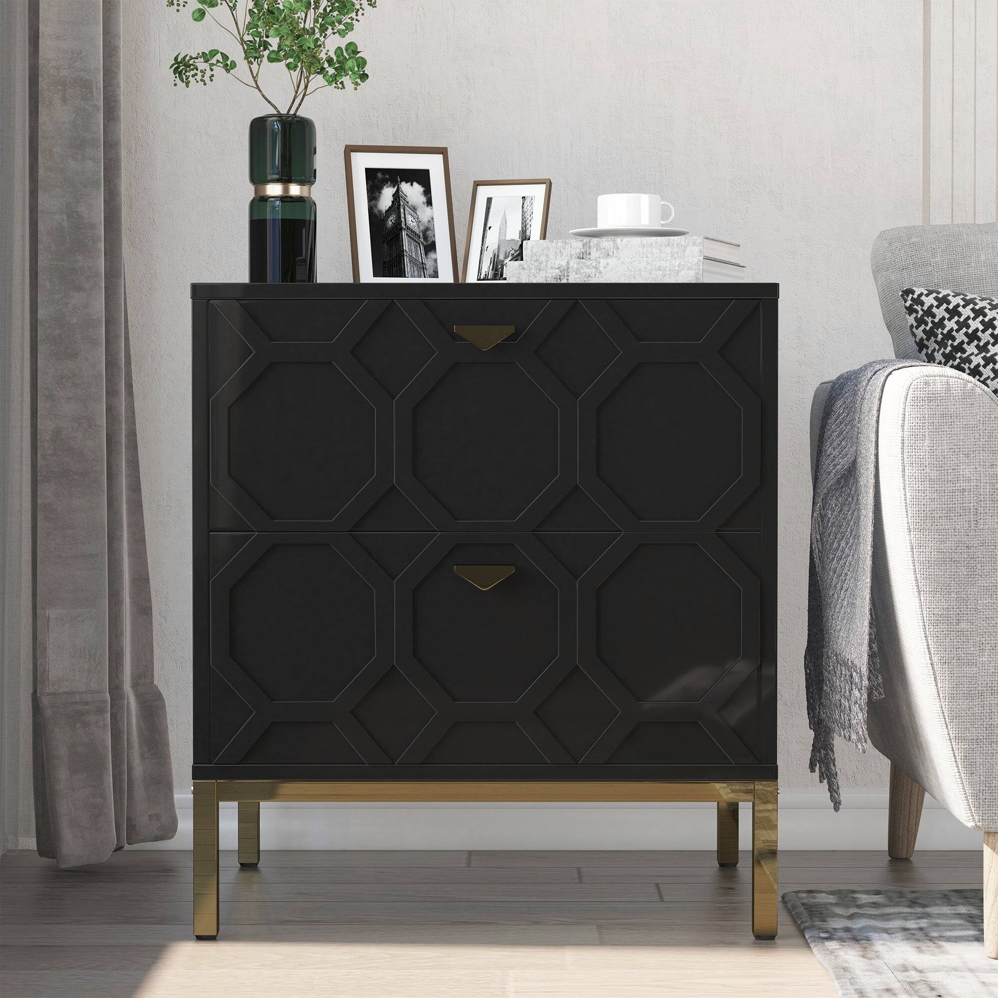 Alt View 8. Boyel Living - Wooden 2-Drawer Side Table - Black.