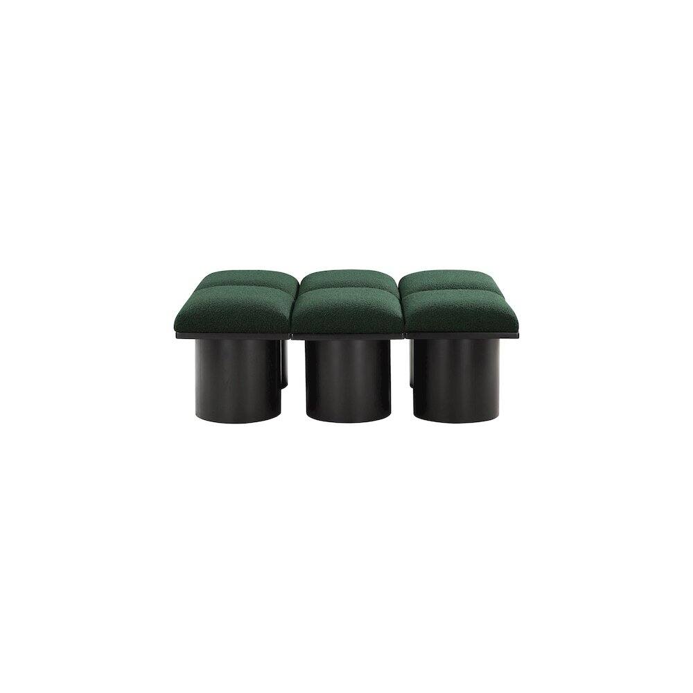 Angle. Meridian Furniture - Pavilion Green Boucle Fabric Bench - Green Boucle Fabric.